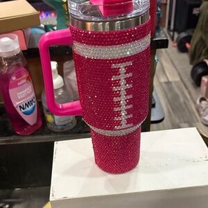 Pink Rhinestone Tumbler with Handle